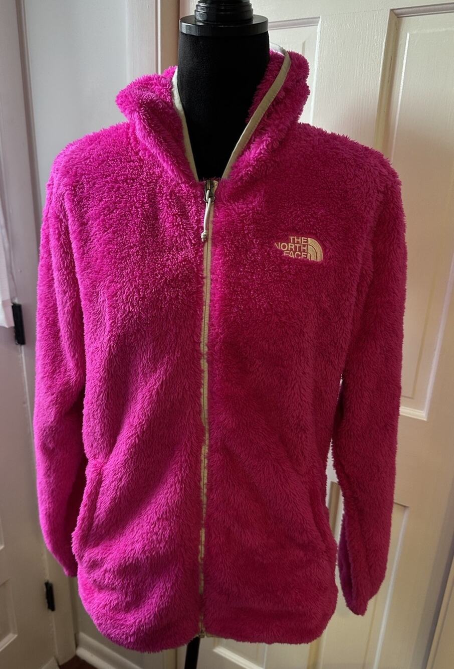 The North Face Full Zip Fleece Jacket Women’s Large Osito Hot Pink Sherpa Hood